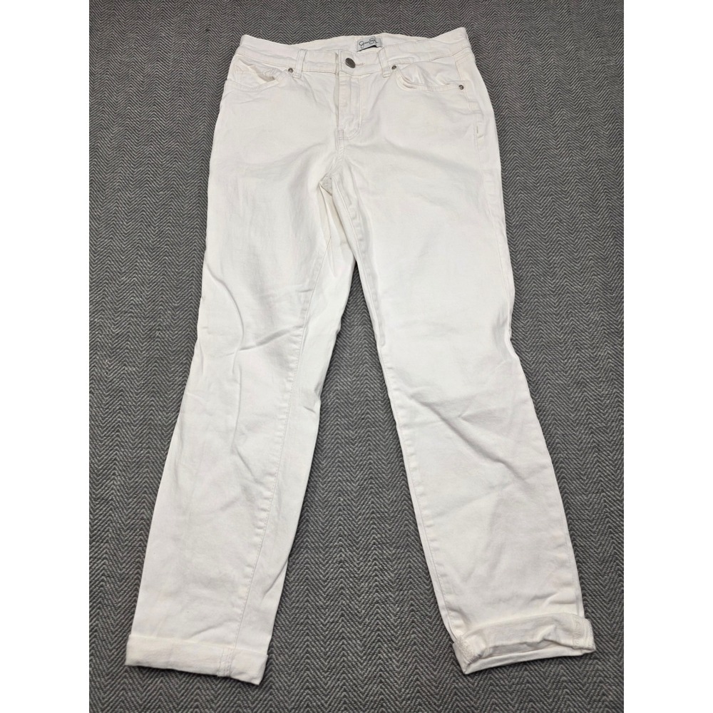 Jessica Simpson Relaxed Skinny Crop White Jeans Womens Size 4/27 Mid Rise Denim